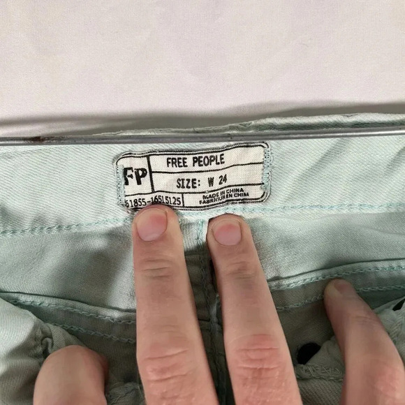 Free People Jeans Women's 24 Light Green Denim Low Rise Cotton Blend Pockets - Picture 6 of 11